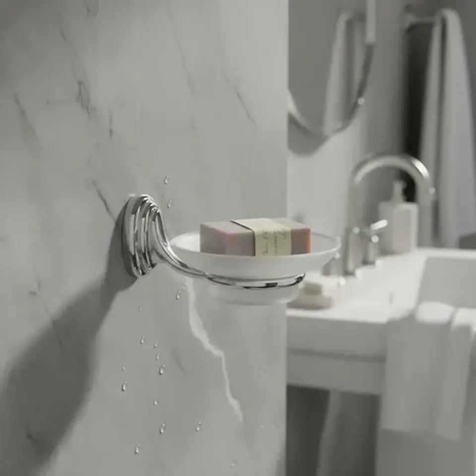 Jabonera De Vidrio Linea Colomba Taumm Baño Color Gris 4