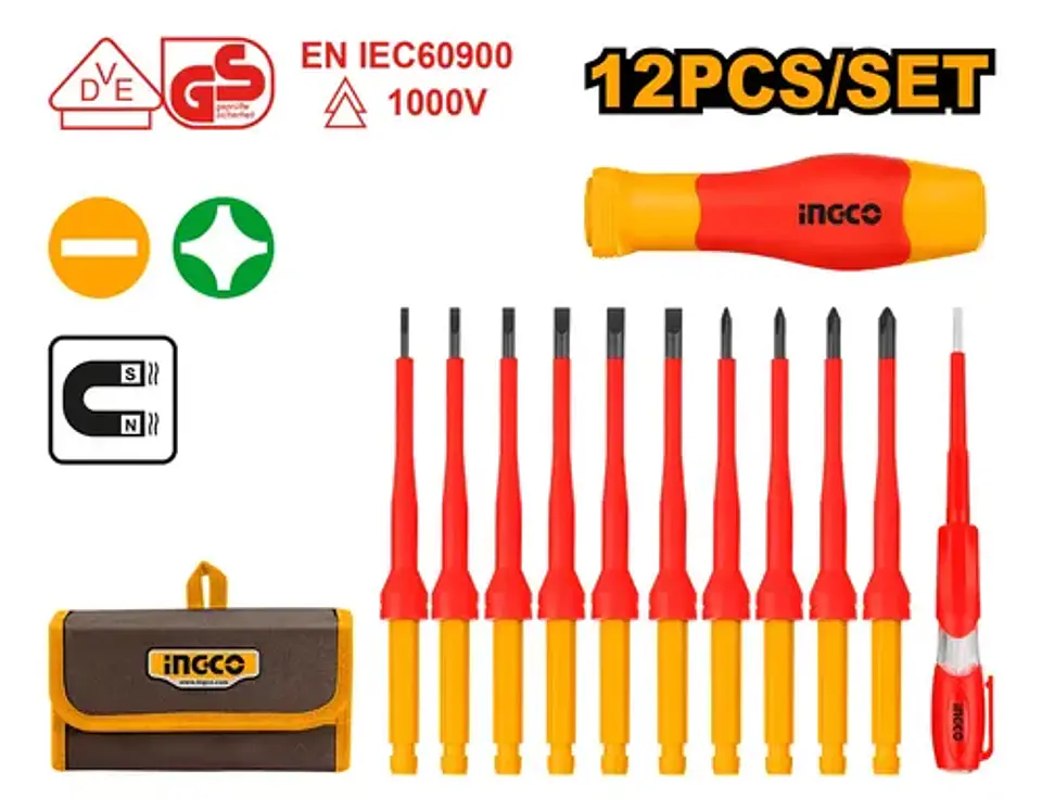 Set Aislado 12 Destornilladores Ingco Hkisd1201 - Smf 3