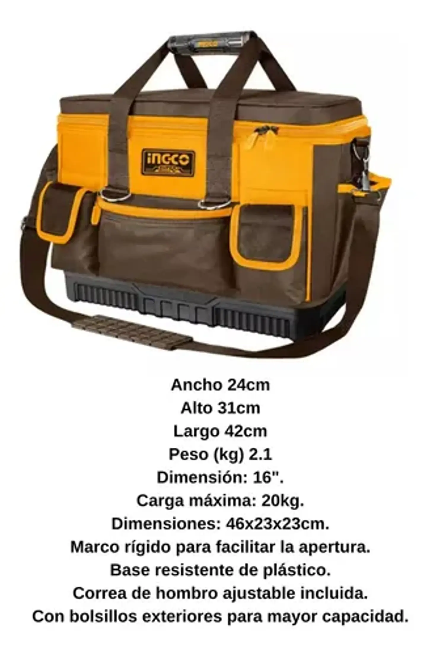 Bolso Porta Herramientas 16 Pulgadas 25 Bolsil  Ingco Htbg10 6
