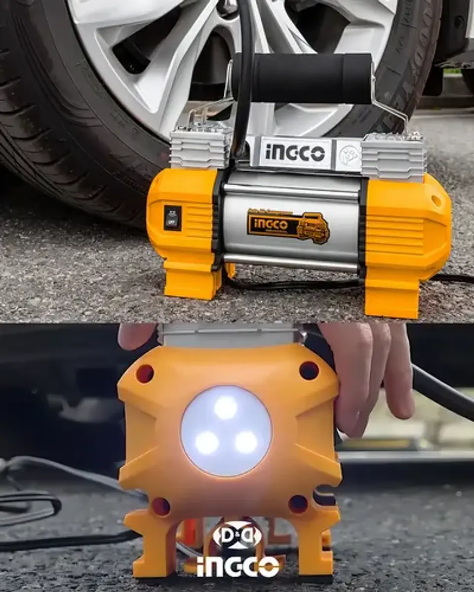 Compresor De Aire Para Auto 13.5v/120psi Ingco Aac2508 Amarillo Naranja 2