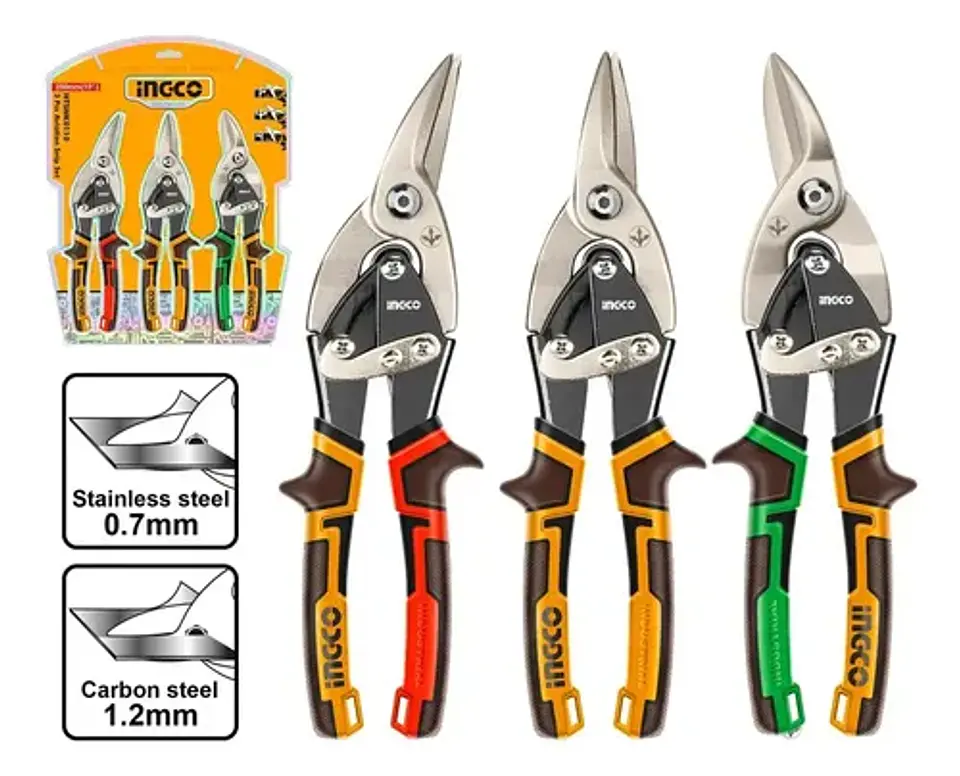 Set Pack De 3 Tijeras Aviación Hojalateras Ingco De 10 Pulga 2