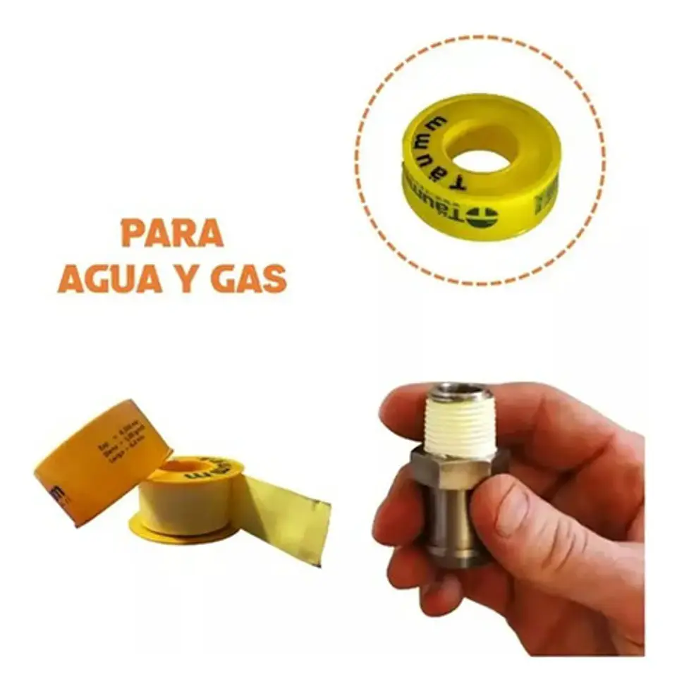 Pack 5 Teflon Amarillo 1 PuLG Taumm Espesor 0.100 Mm 6.6 Mts 5