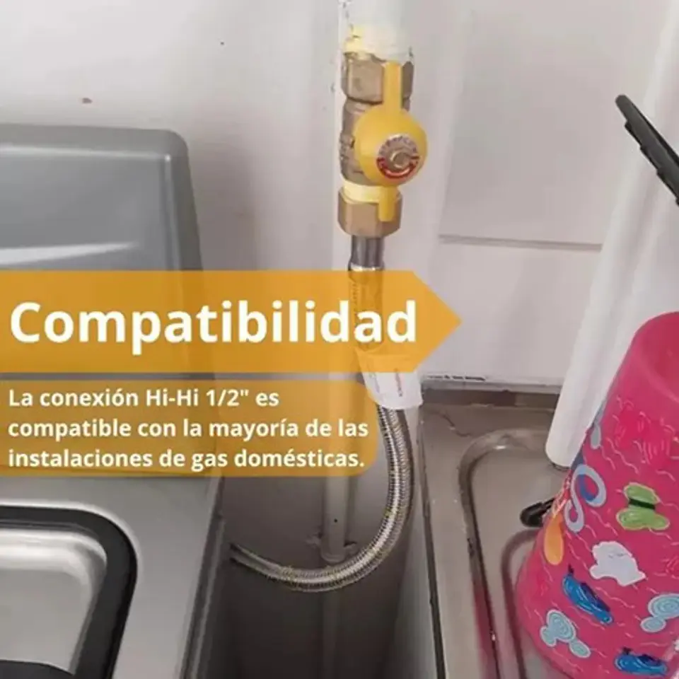 Flexible Para Gas Hi-hi 3/8 Izqx 1/2 60 Cm Taumm Acero Inox 3