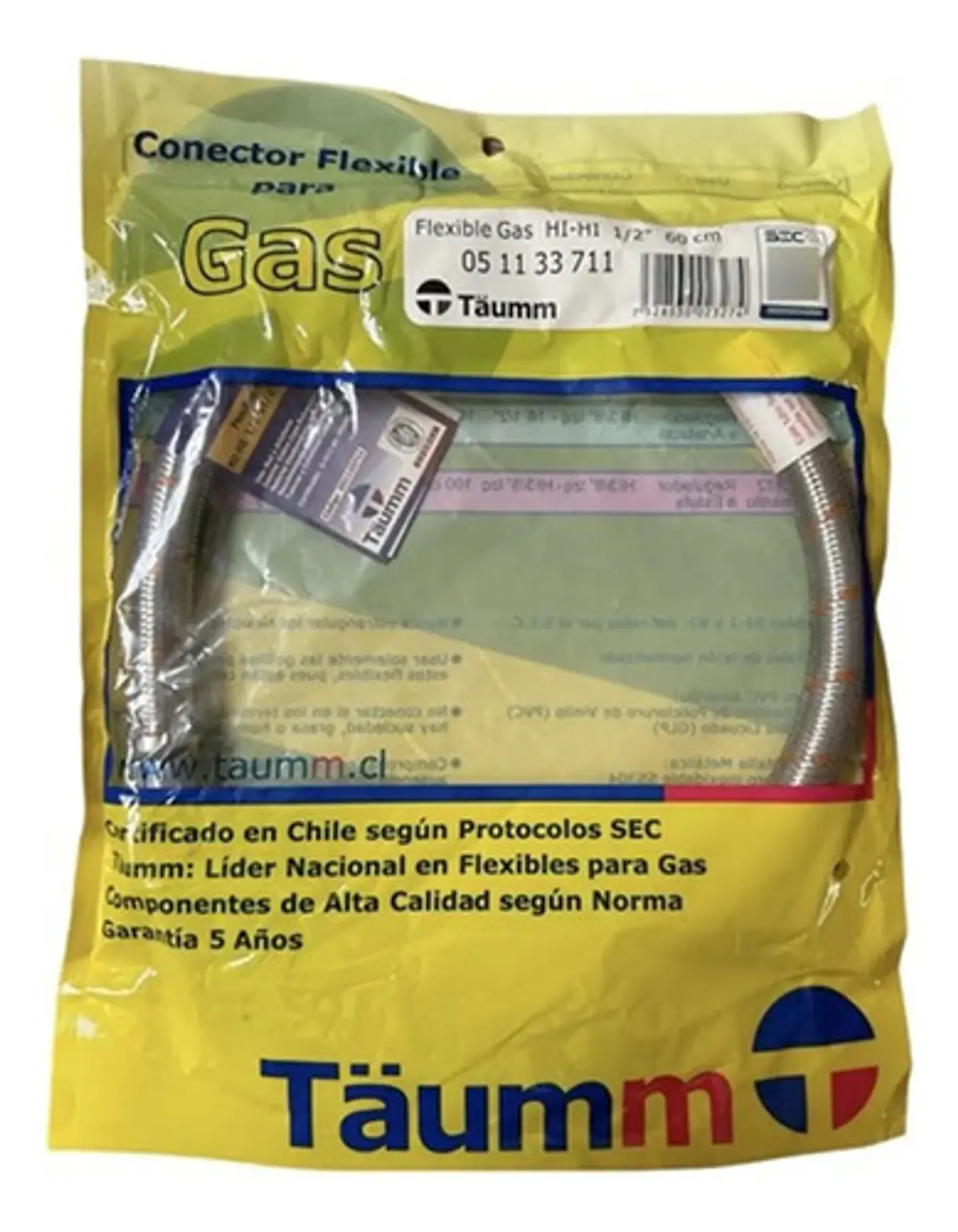 Flexible Para Gas Hi-hi 3/8 Izqx 1/2 60 Cm Taumm Acero Inox 7