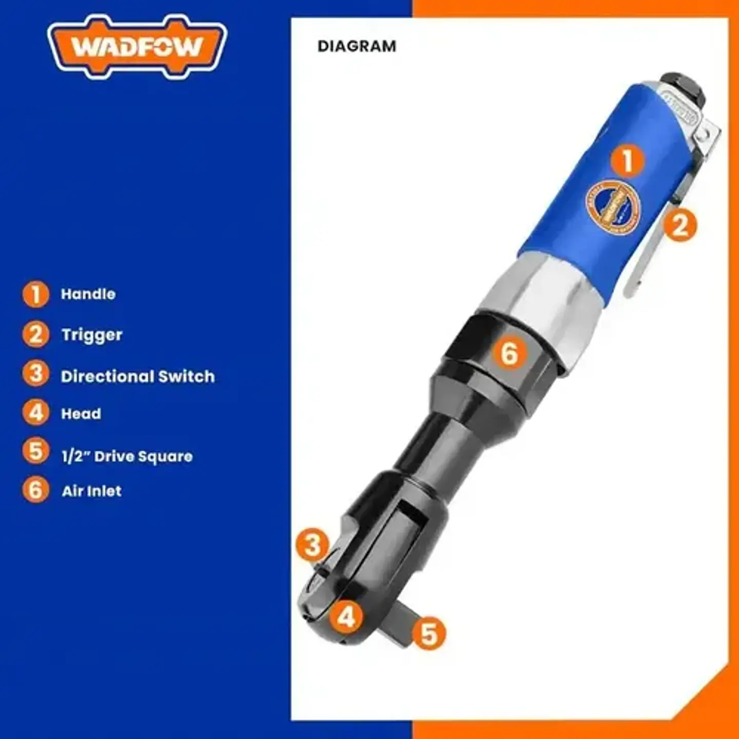 Llave Chicharra Neumatica 1/2 Pulgadas Wadfow Wat3512 5