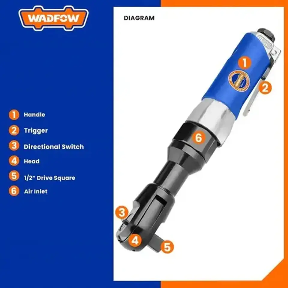 Llave Chicharra Neumatica 1/2 Pulgadas Wadfow Wat3512 5