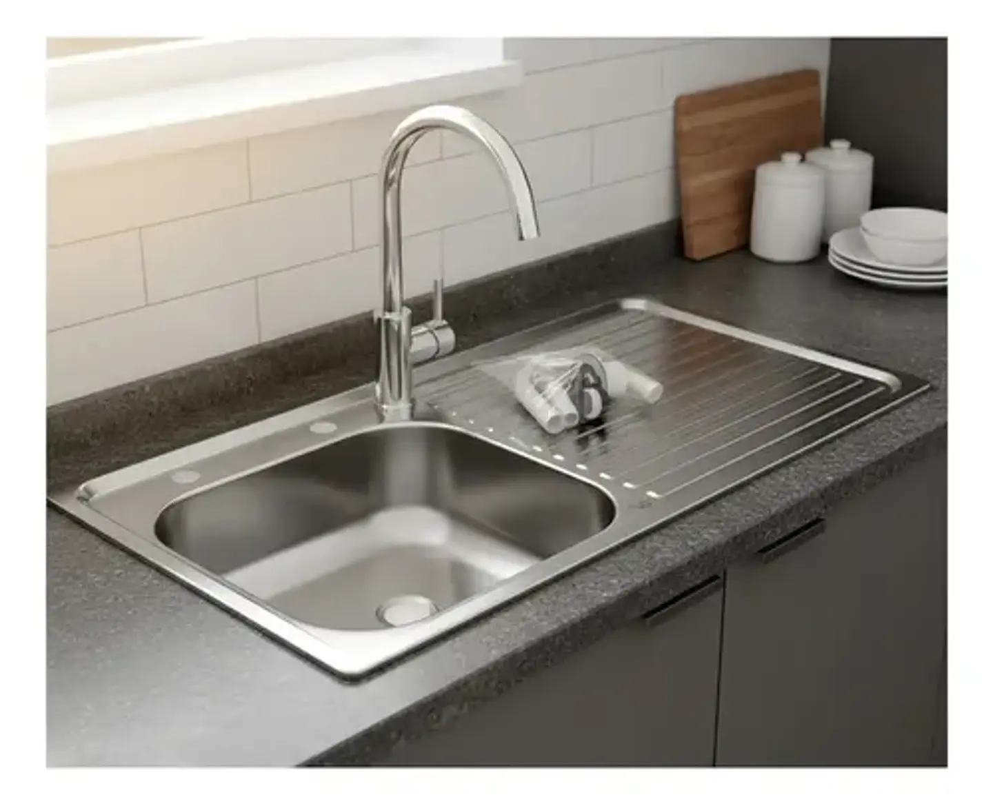 Lavaplatos Lava Vajilla Sobreponer 100x50 Taumm Derecho Gris 8