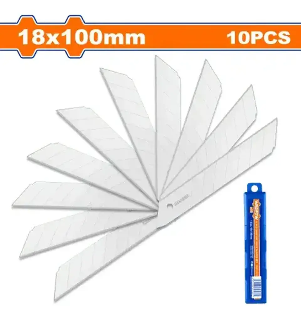 Set Pack 10 Und Repuesto Cuchillo Cartonero Wadfow 18x100 Mm 2