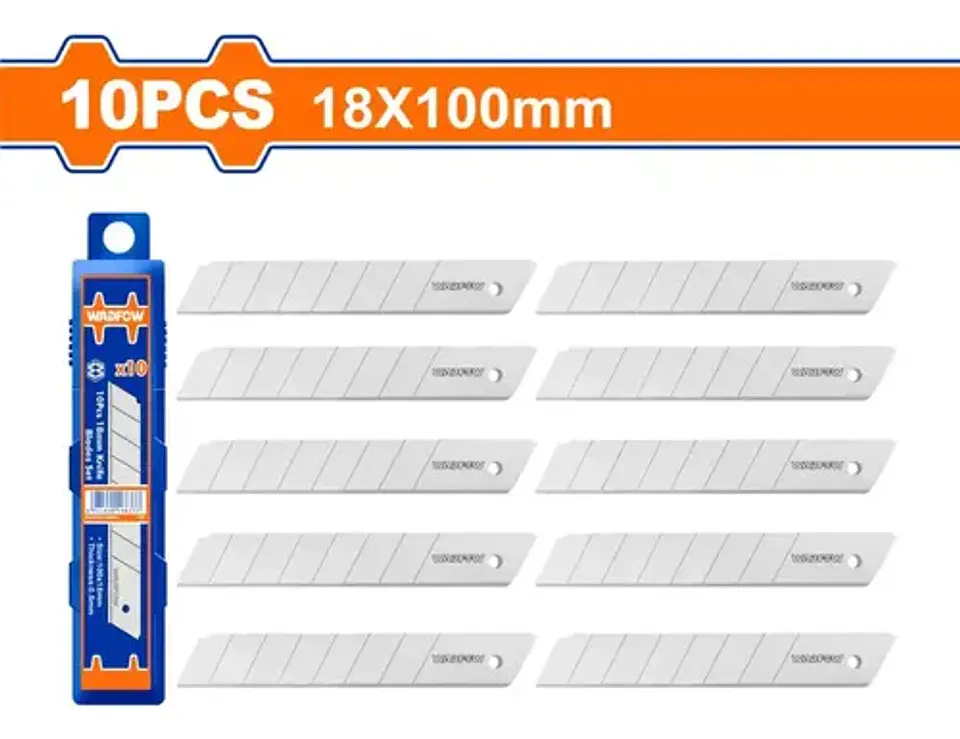 Set Pack 10 Und Repuesto Cuchillo Cartonero Wadfow 18x100 Mm 4
