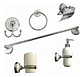 Kit Accesorios Para Pared Baño Cerámico Blanco Cromado Taumm - Miniatura 1