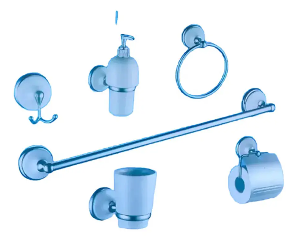 Kit Accesorios Para Pared Baño Cerámico Blanco Cromado Taumm 5