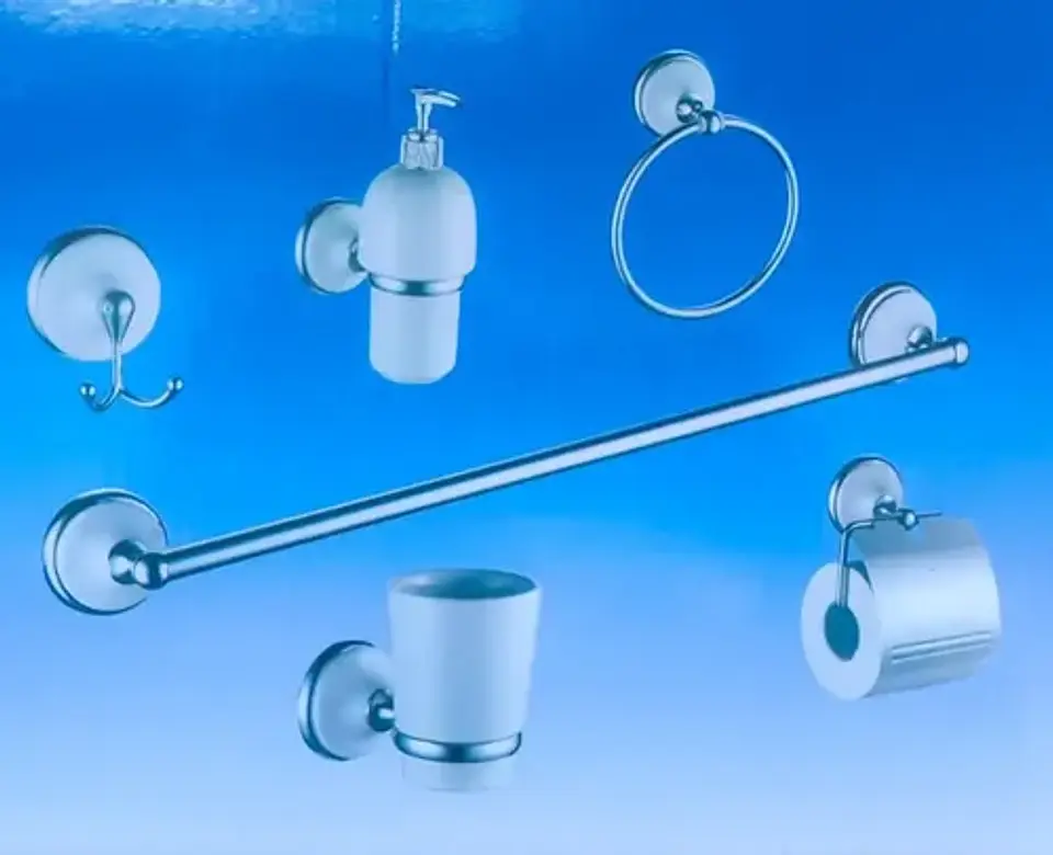 Kit Accesorios Para Pared Baño Cerámico Blanco Cromado Taumm 6