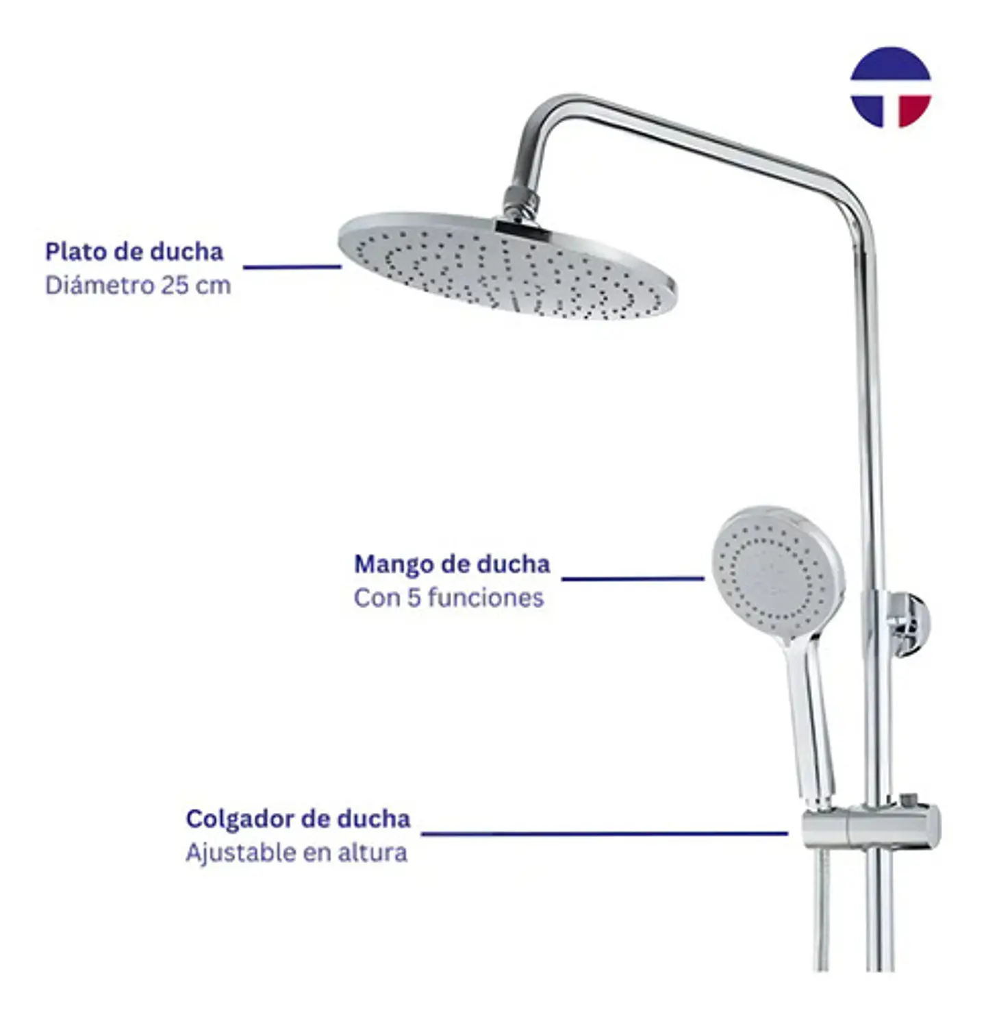 Columna De Ducha Simple De Acero Inoxidable Taumm 2