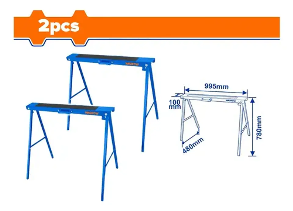 Set 2 Caballetes Plegables Wadfow 100 Kg 99x48x78 Cm Wdz1510 6