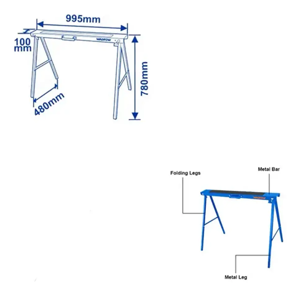 Set 2 Caballetes Plegables Wadfow 100 Kg 99x48x78 Cm Wdz1510 8