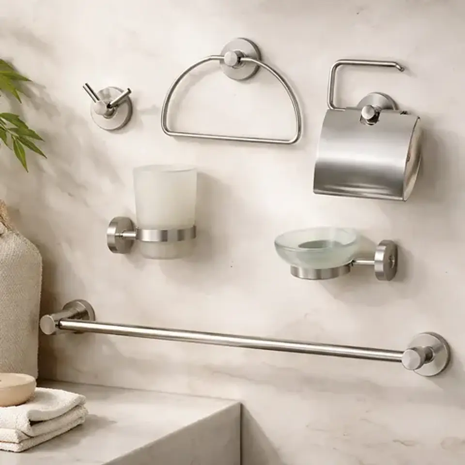 Set De Accesorios Baño Pared Freiburg Taumm Vidrio 6 Piezas 1