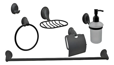 Set De Accesorios De Baño 6 Piezas Notte Täumm Color Negro