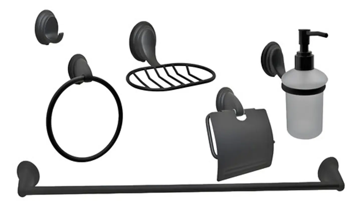 Set De Accesorios De Baño 6 Piezas Notte Täumm Color Negro 1