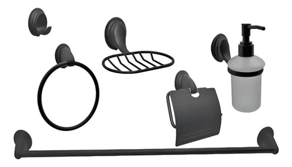 Set De Accesorios De Baño 6 Piezas Notte Täumm Color Negro 1