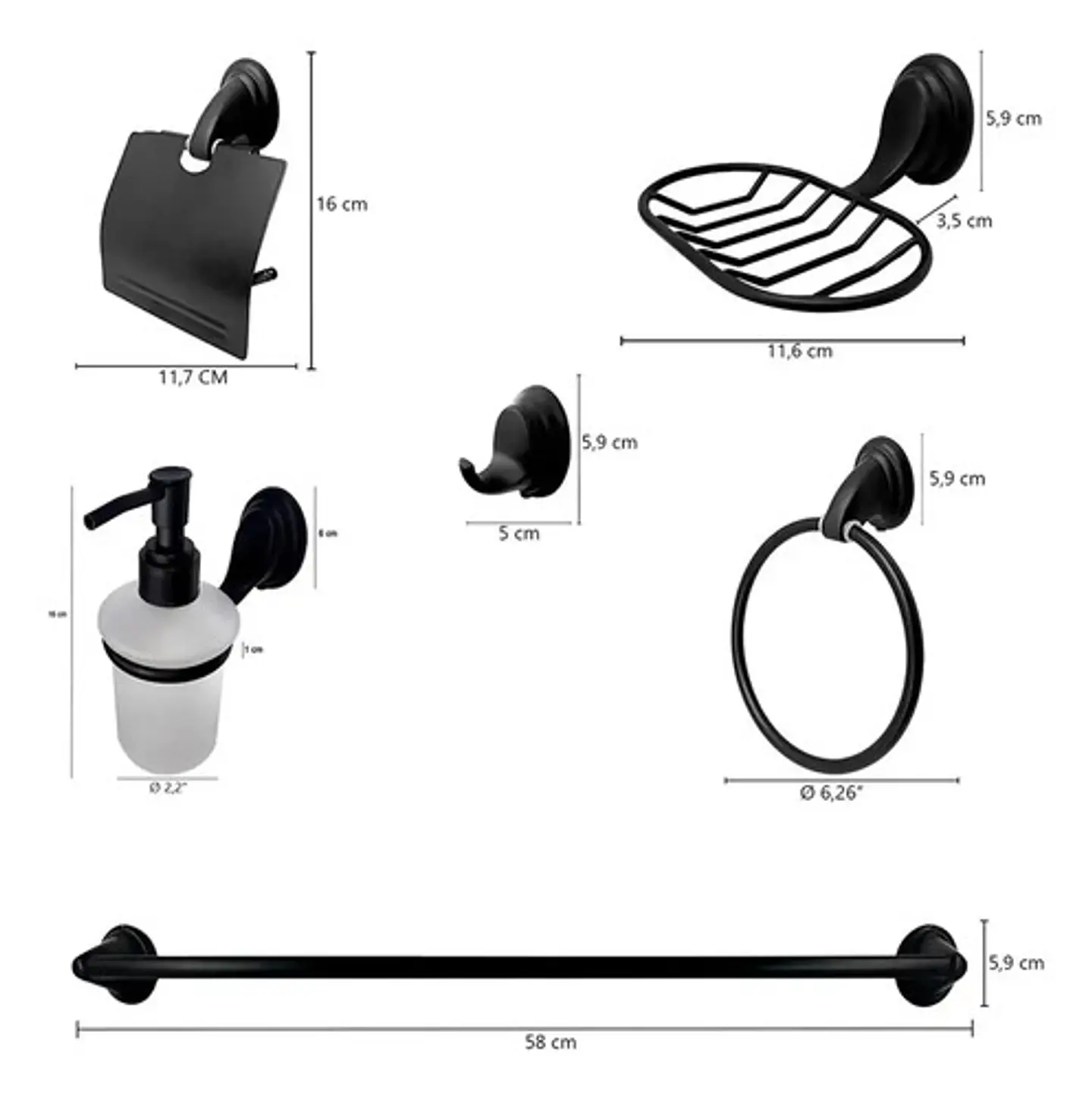 Set De Accesorios De Baño 6 Piezas Notte Täumm Color Negro 9