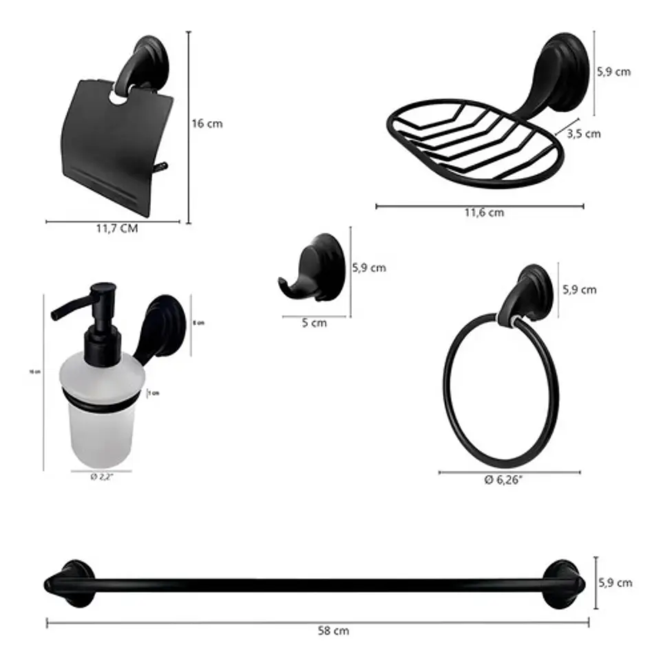 Set De Accesorios De Baño 6 Piezas Notte Täumm Color Negro 9