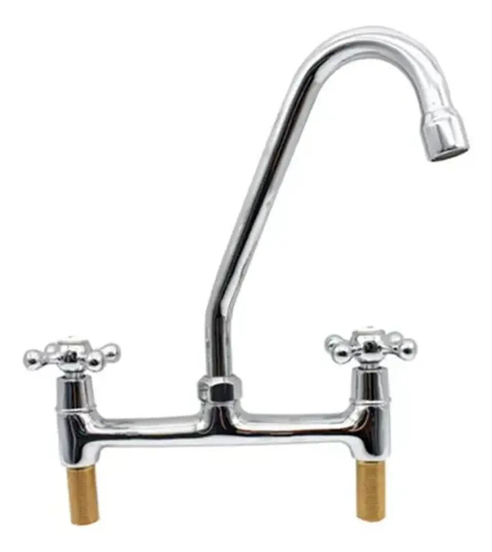 Llave Combinación Para Lavaplato Cuerpo Fundido Bonn Taumm Gris Cromado Plateado Brillante 3