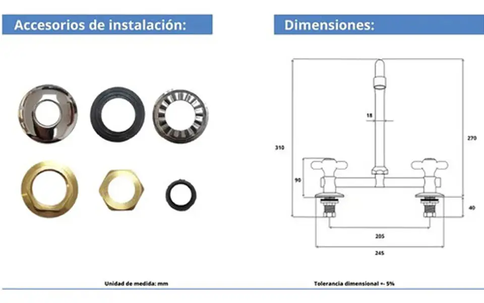 Llave Combinación Para Lavaplato Cuerpo Fundido Bonn Taumm Gris Cromado Plateado Brillante 4