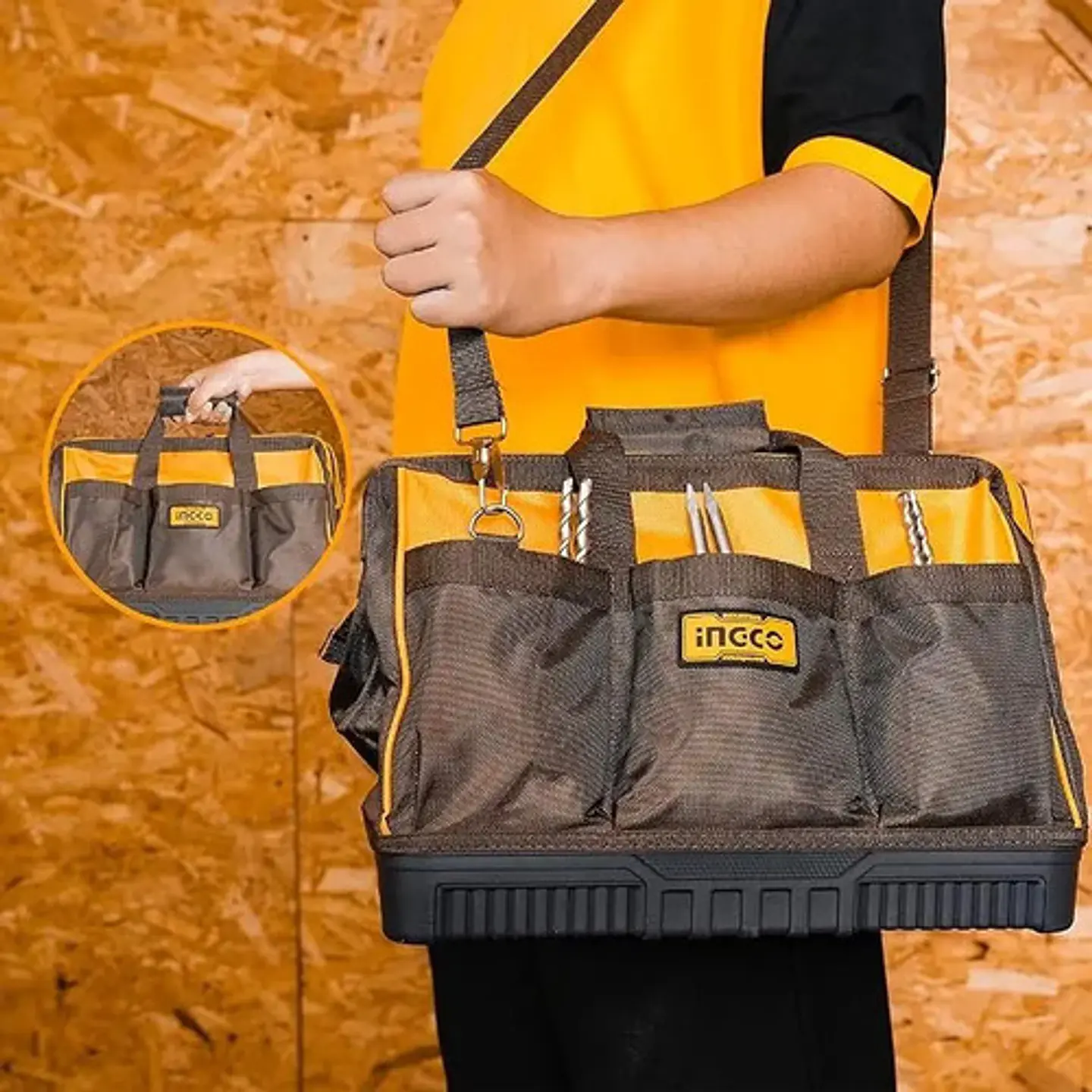 Bolso De Herramientas Ingco 16 Bolsillos 16 Pulgadas Htbg08 6