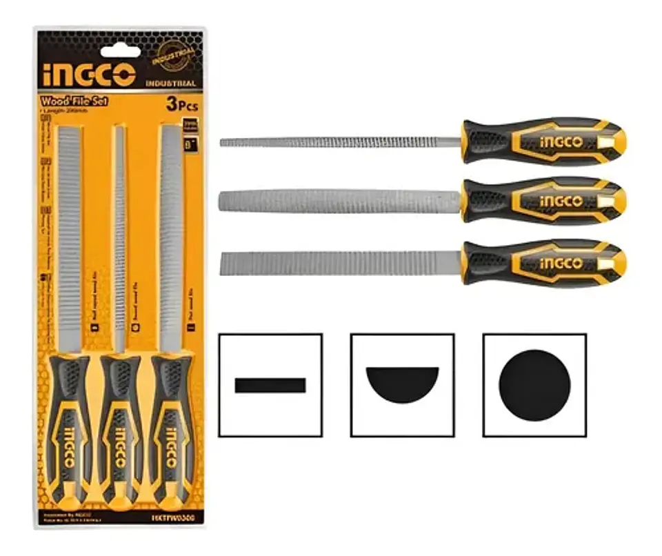 Set Limas Industrial Para Madera 3 Piezas Ingco Hktfw0308 1