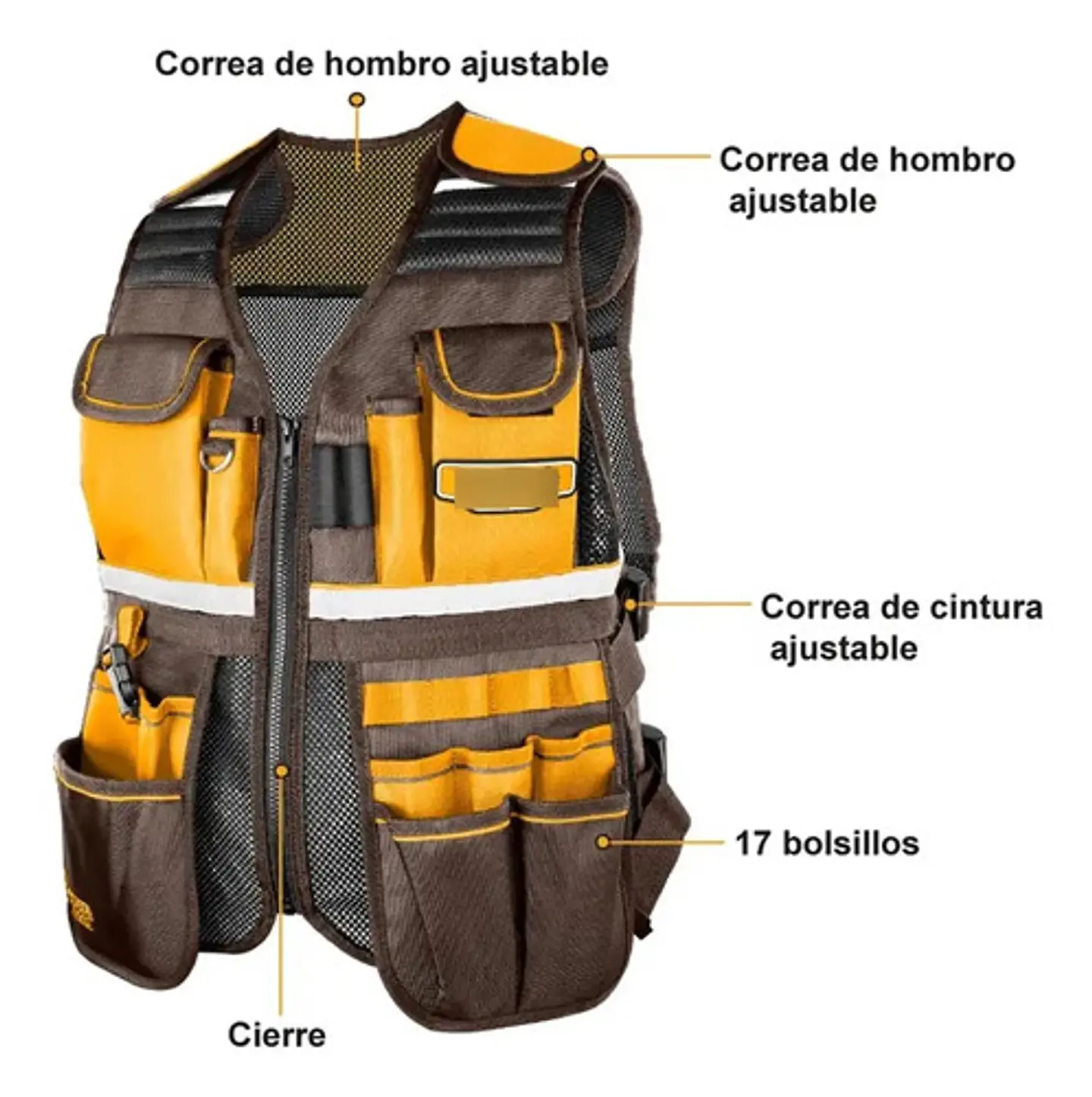 Chaleco Coleto Porta Herramientas 3kg 17 Bol Ingco Htvt09028 7