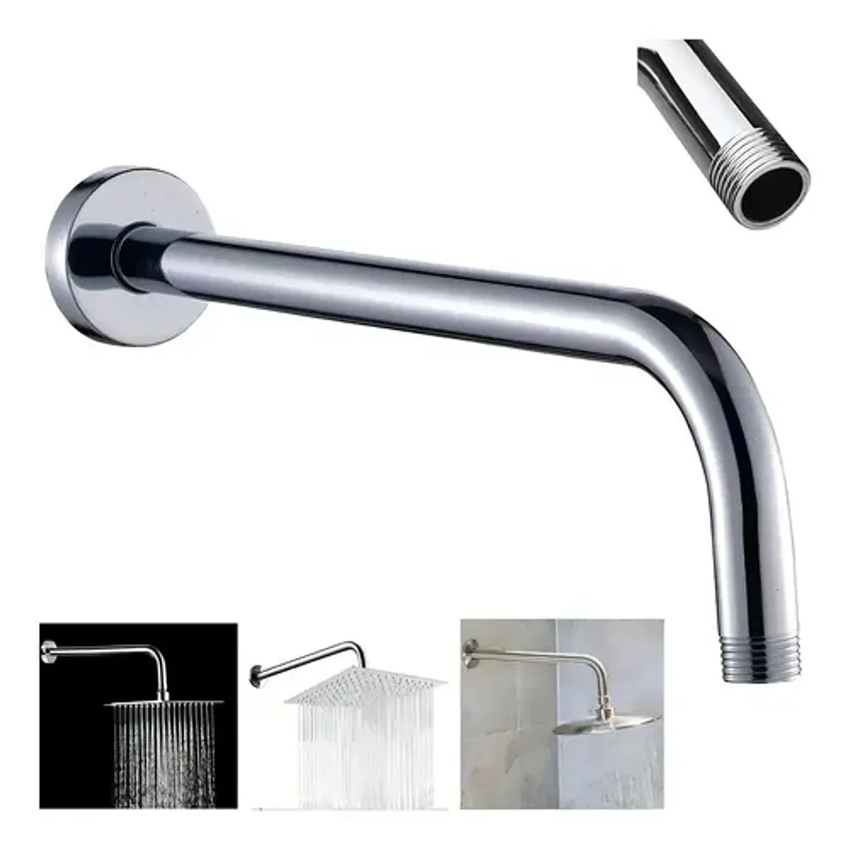 Brazo Para Plato Ducha Cromado Largo 30cm 1/2puLG He Taumm 1