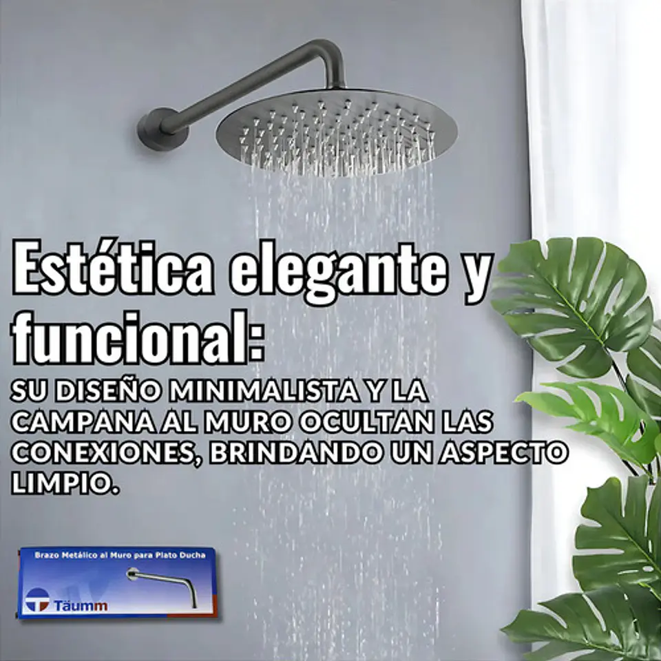 Brazo Para Plato Ducha Cromado Largo 30cm 1/2puLG He Taumm 6