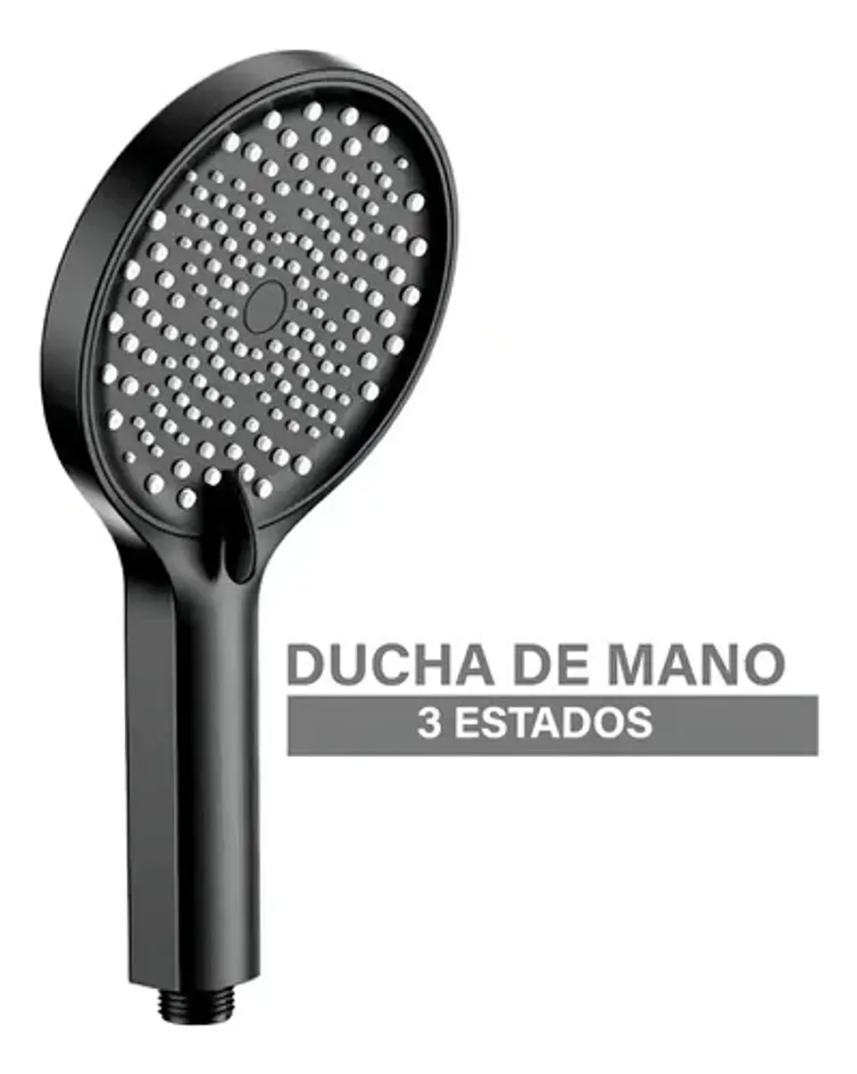 Columna Ducha Negra Con Plato Mango Monomando Notte Taumm 5