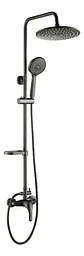 Columna Ducha Negra Con Plato Mango Monomando Notte Taumm - Miniatura 6