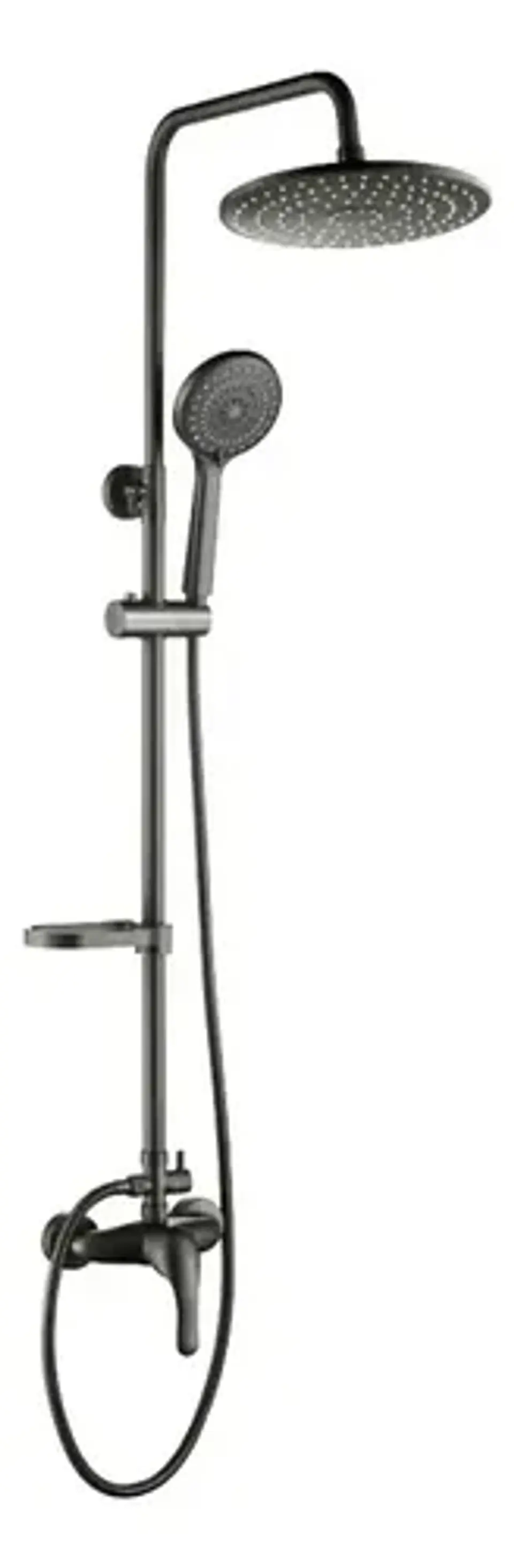 Columna Ducha Negra Con Plato Mango Monomando Notte Taumm 6