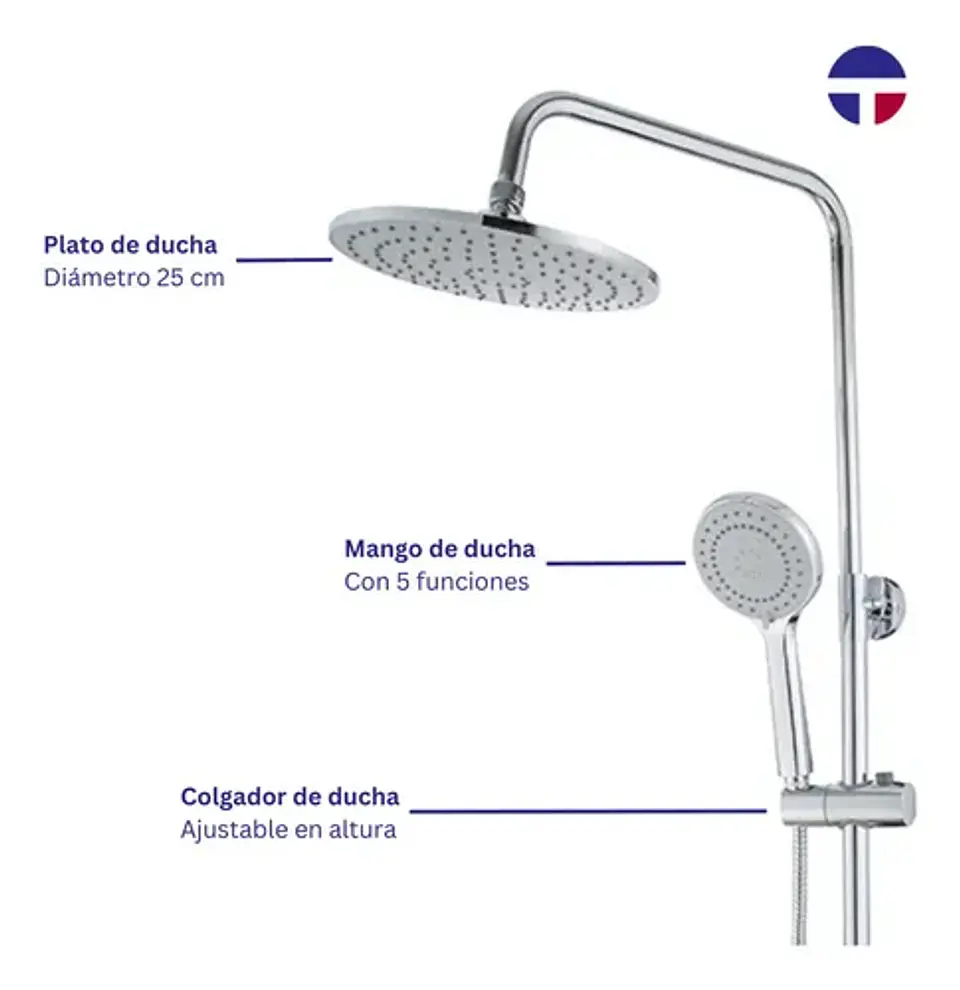 Columna Ducha Circular Con Monomando Ducha 2
