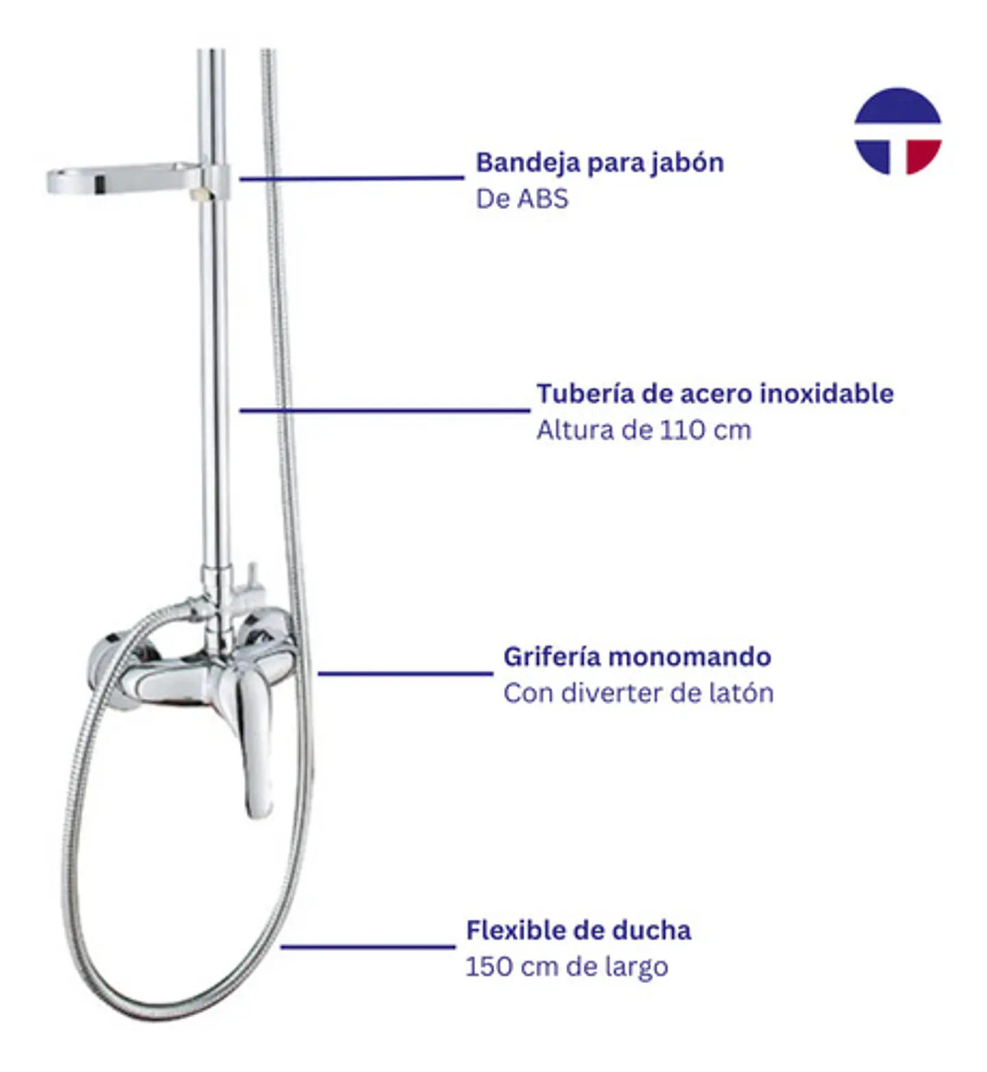 Columna Ducha Circular Con Monomando Ducha 3