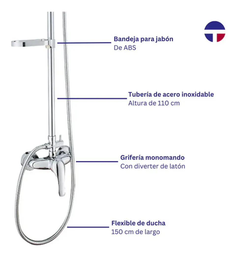 Columna Ducha Circular Con Monomando Ducha 3