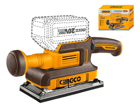 Lijadora Orbital Inalambrica Bl 20v 90x180mm Ingco Cfsli2031