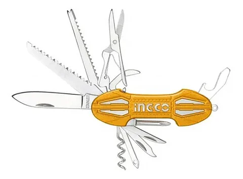 Navaja Cortaplumas Multiusos 15 En 1 Ingco Hmfk8158 Color Amarillo