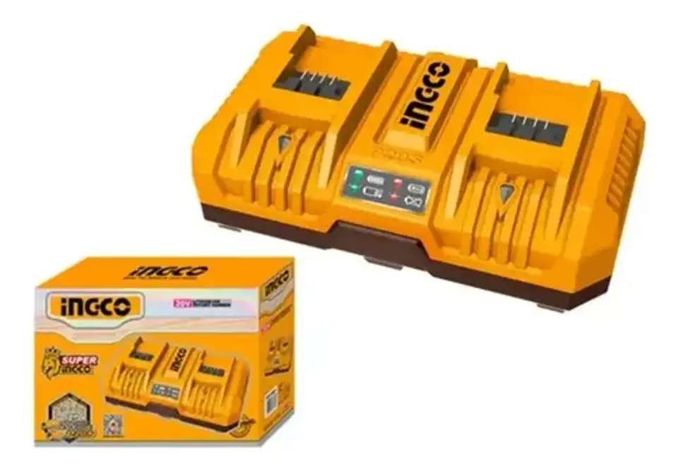 Cargador Doble De Baterías Rápido 20v 2, 4, 5 Ah Ingco 1