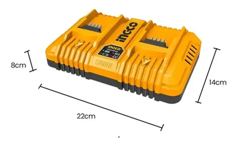 Cargador Doble De Baterías Rápido 20v 2, 4, 5 Ah Ingco 5
