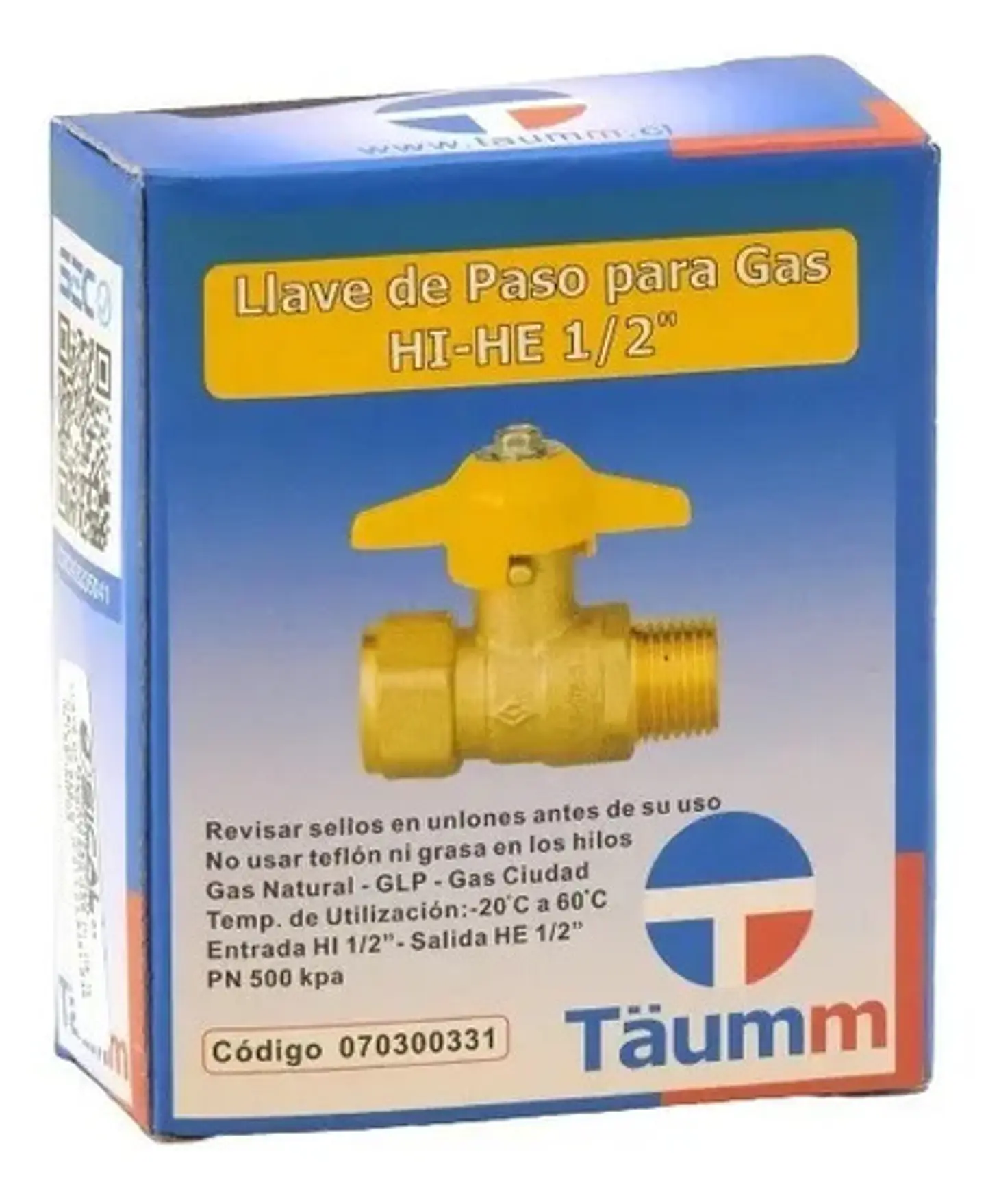 Llave Paso Para Gas Hi-he 1/2 - Certificada - Taumm 2
