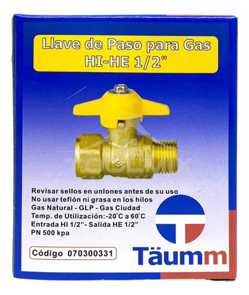 Llave Paso Para Gas Hi-he 1/2 - Certificada - Taumm 6