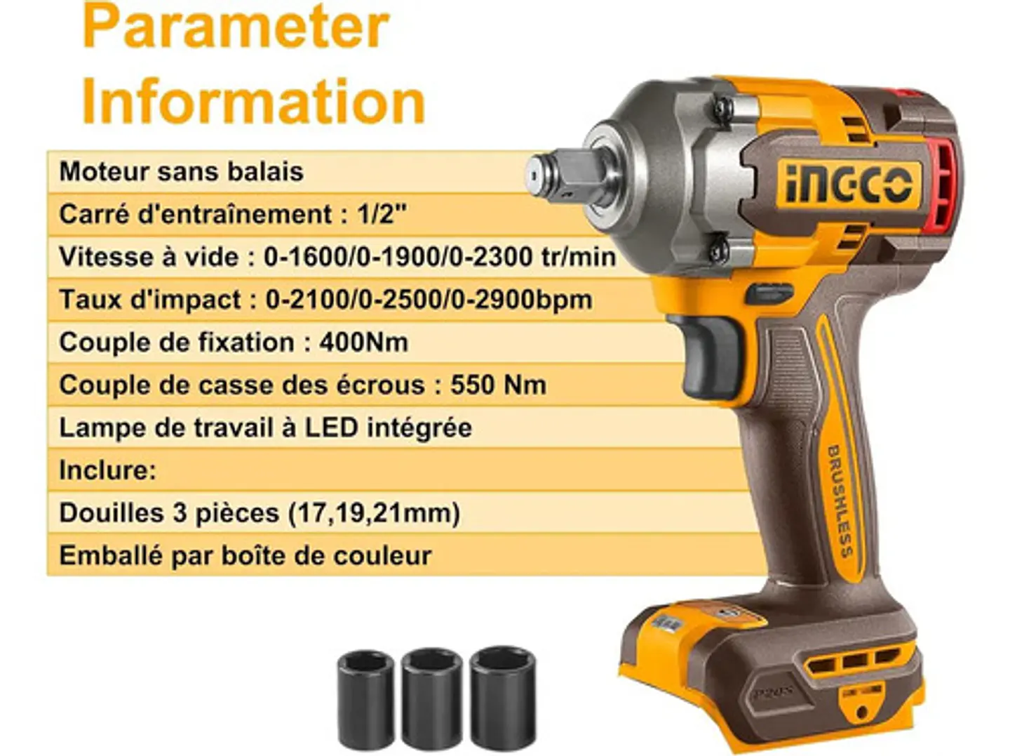 Pistola Llave De Impacto Bl 1/2 20v 400 Nm Ingco Ciwli2040 6