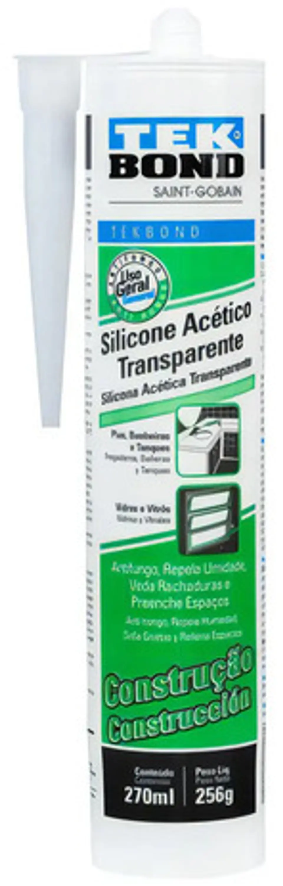 Silicona Acetica Constru Tekbond 270 Ml Incoloro Transparent 1