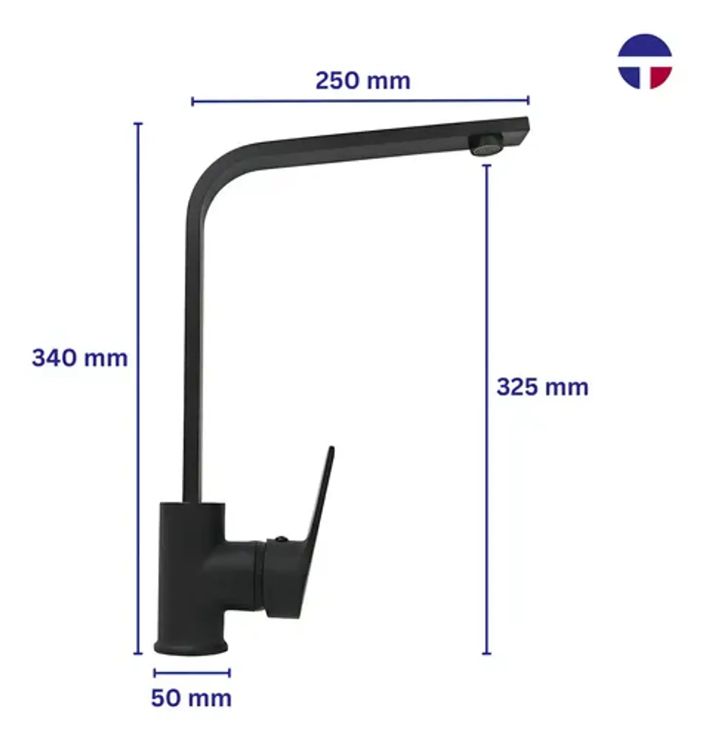 Llave Täumm Monomando Lavaplato Negra Notte Negro Mate 5
