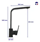 Llave Täumm Monomando Lavaplato Negra Notte Negro Mate - Miniatura 5