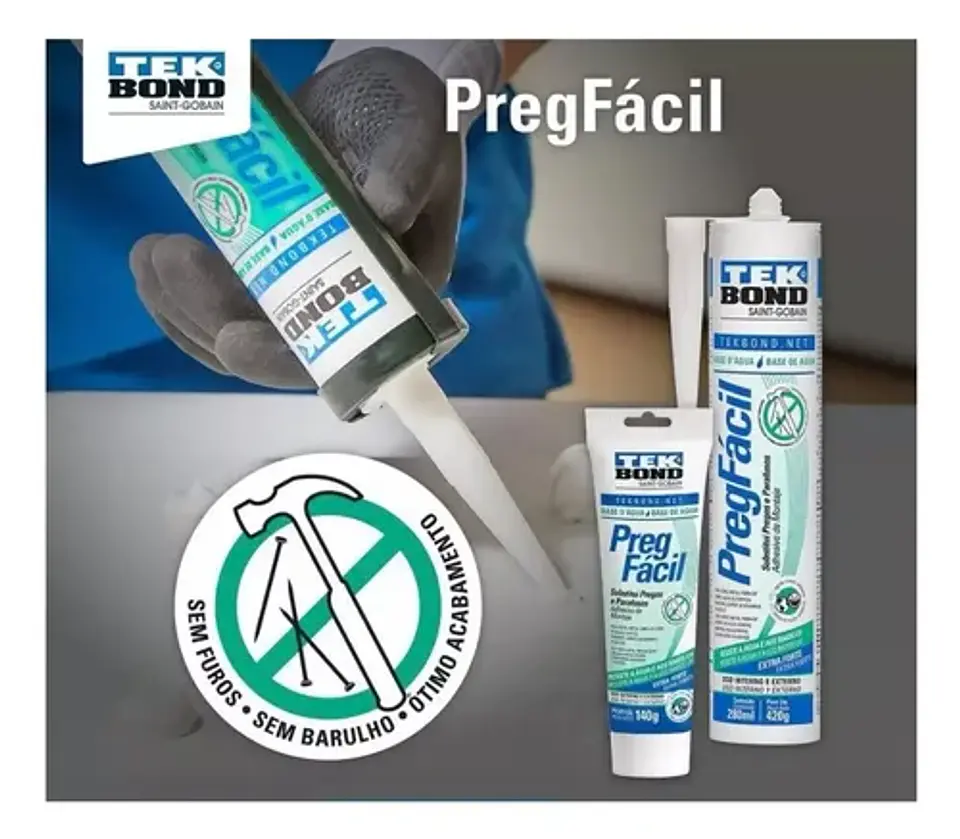 Adhesivo De Montaje Sin Clavos Pega Facil 140g Tekbond Tubo 6