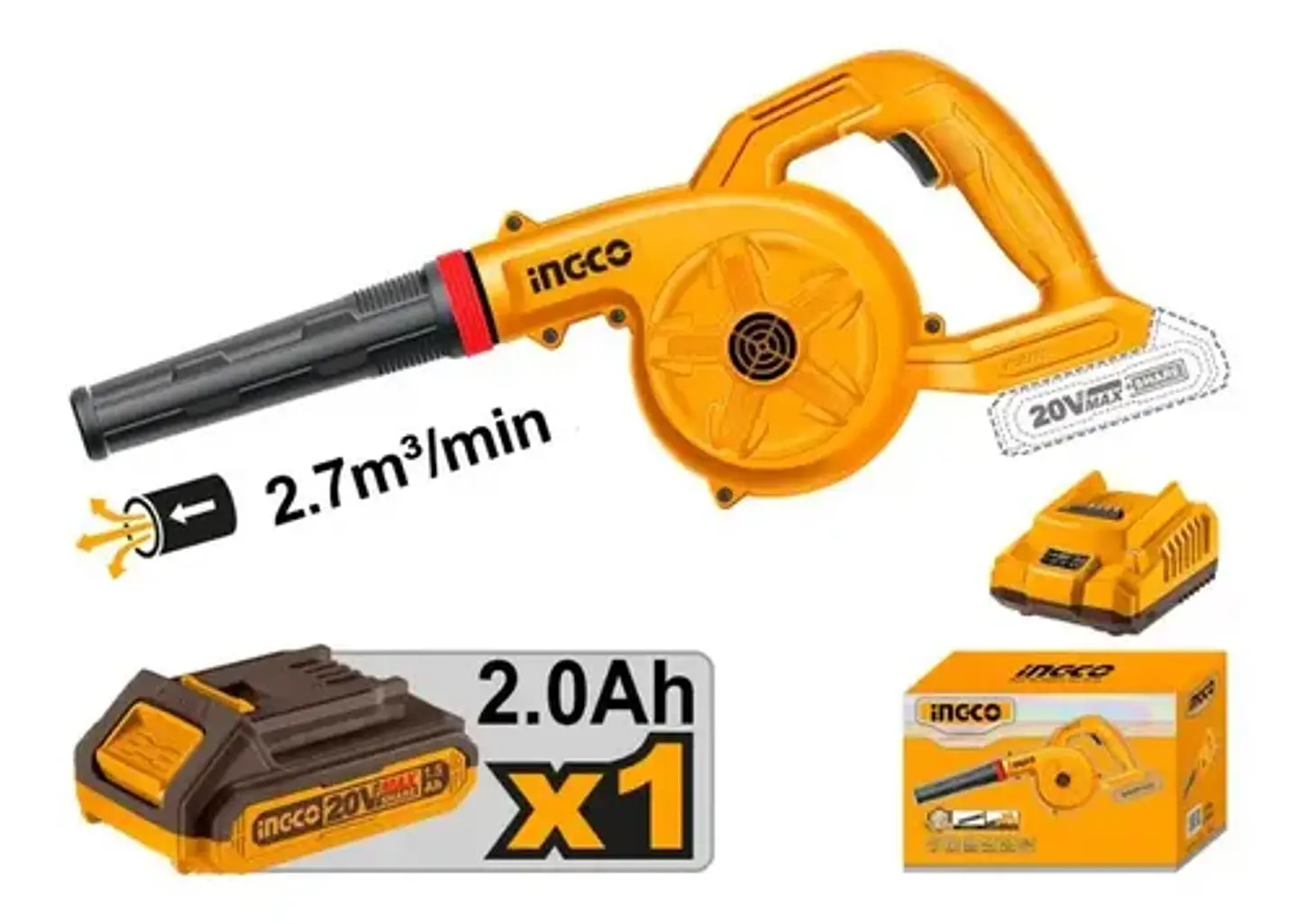 Soplador Inalámbrico 20v 2.7 M3/min Ingco Cabli200281 4